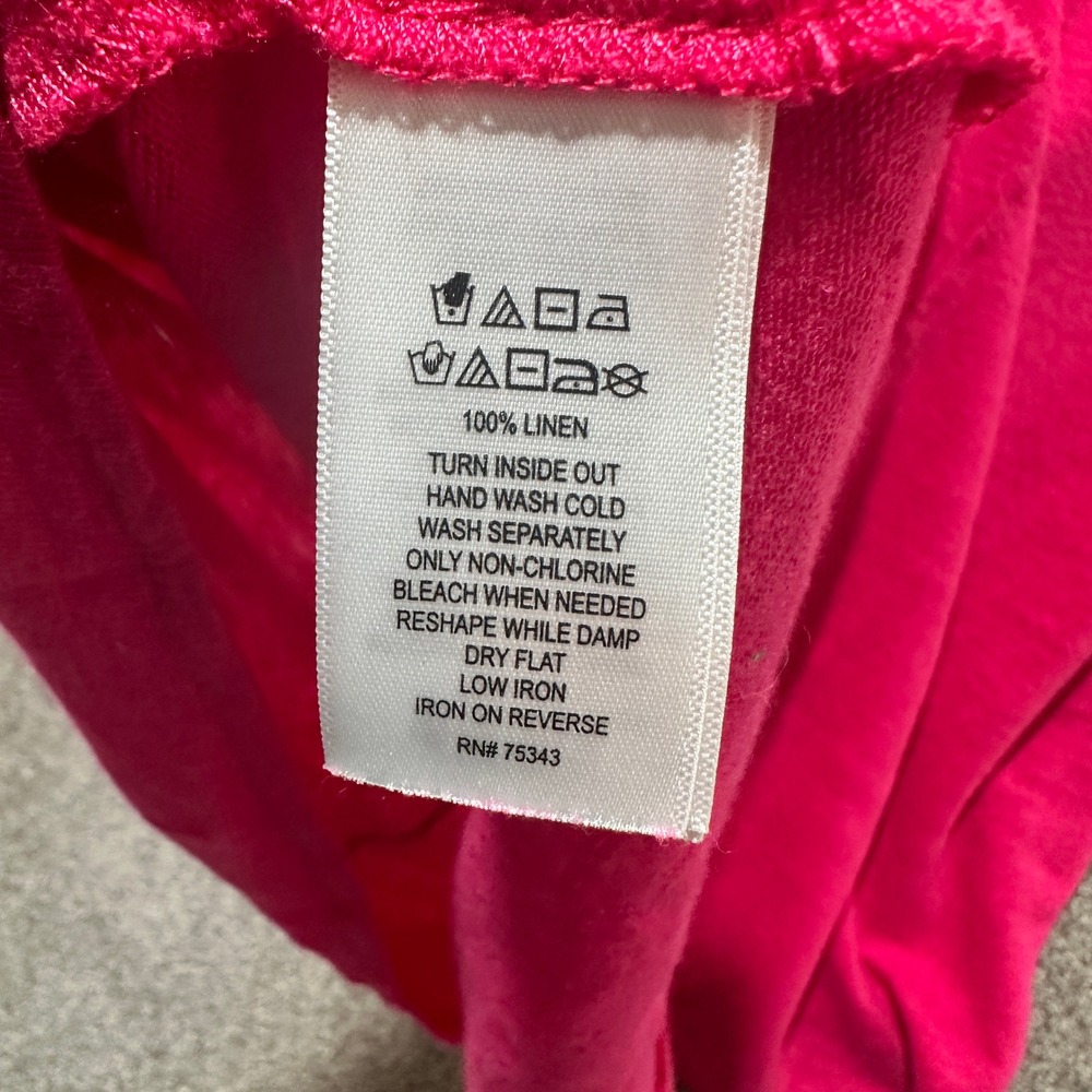 Tahari Blouse Top Women 2X Pink 100% Linen V Neck‎ Short Sleeve T-Shirt - Picture 5 of 11